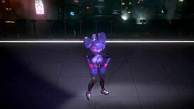 Bonnie from FNF dances seductively as Bonfie in Kpop-Queencard 3D cartoon style.