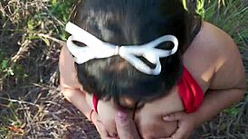 outdoor sex with my curvy cousin flashing big tits under skirt