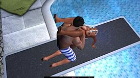 Taken Hard at the Public Swimming Pool Jumping Board