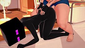 Girlfriend Dresses as Enderman for Intense Hentai Minecraft Bed Play