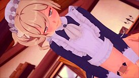 Damn! Maids Jean in wild Genshin Impact threesome!