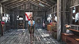 Sexy brunette relaxes at home in fallout 4