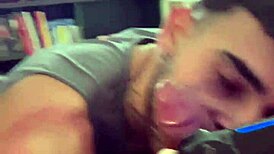 Sucking a big dick while he plays video games, part 2, in casual gay pornstar scene