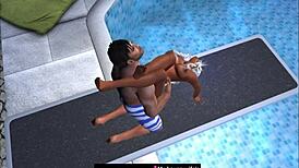 Taken Hard at the Public Swimming Pool Jumping Board