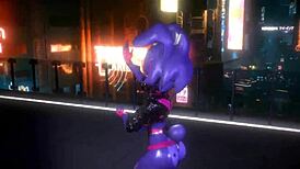 Bonnie from FNF dances seductively as Bonfie in Kpop-Queencard 3D cartoon style.