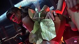 A horny group gets wild in the bdsm dungeon, leading to bondage, licking, and fucking.