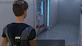 Stranded in space, exploring the cute robot girl