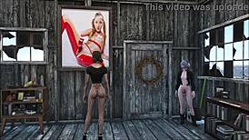 Sexy brunette relaxes at home in fallout 4