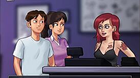 In Summertime Saga episode 206, the story unfolds with cartoon characters in hentai style