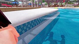 Anzu Mazaki Enjoys Poolside Fantasy Fucking In Bikini