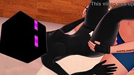 Girlfriend Dresses as Enderman for Intense Hentai Minecraft Bed Play