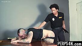 Straight guy obeys gay guard fully at work in bareback scene - perps4k