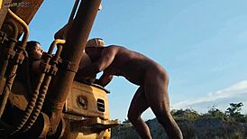 Heavy machine worker ditches job to bang hot Brazilian beauty outdoors