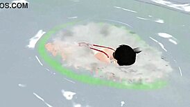 Anime-tyttö ui mikro-bikineissä