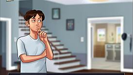 In Summertime Saga episode 206, the story unfolds with cartoon characters in hentai style