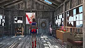 Sexy brunette relaxes at home in fallout 4