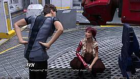 Stranded in space, exploring the cute robot girl