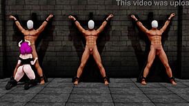 aura bends over for double penetration toys