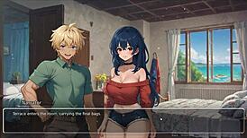 Blurring the Walls Romance Hentai Game Ep 3: Teasing Boyfriend with Voyeurism