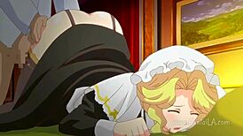 Blonde busty maid in action 😍