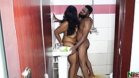 Intense bathroom sex with bent over milf candy t