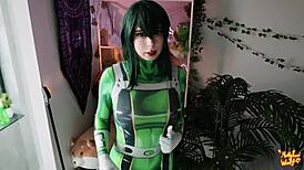 mollyredwolf as asui begs teacher aizawa for a hard fuck