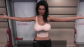 Stranded in space, ebony milf argues with teen over big cock