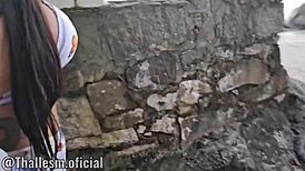 Found this tattooed ebony beauty lost on a nudist beach and she rode me hard