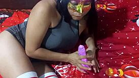 Christmas Day Indian Masturbation in Sexy Latin Lingerie Feels So Naughty and Wild