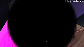 Pretty lady gives passionate footjob in hentai