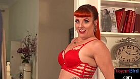 femdom redhead milf in lingerie teases my cock 😈