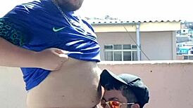 Tbt Drilling Young Brazilian on Rooftop for All to See. Public Deepthroat and Cumshot Shock Crowd.