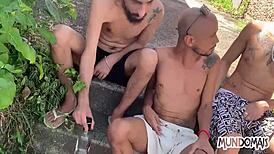 Interracial Friends Bathing and Bonding Together