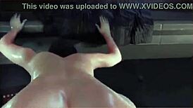 She Endures Hard Thrusts in 3D Animation Blowjob