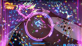 Giant naked waifu busts out in hentai game