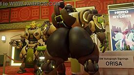 big 3d overwatch orisa compilation brings wild animated action to life.