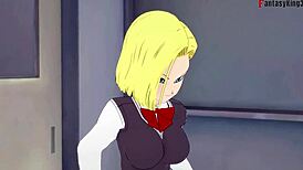 Android 18 and Videl share lesbian sex