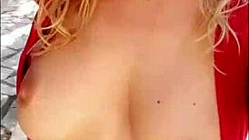 Milf Amateur Flashes Nude Body Outdoors in Public Snaps