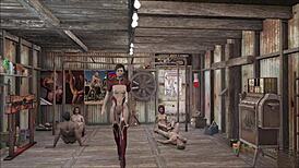 fallout 4 fashion unfolds as cute brunette slut gives animated footjob in hentai game