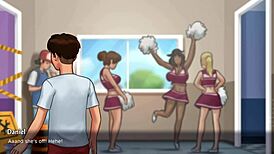 Innocent redhead student Judith explores the bathroom in Summertime Saga