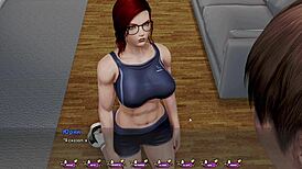 Redhead Whore Dominates Gym with Big Tits in Pale Carnations
