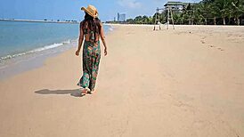 uhh, long dress, no panties, flashin on public beach, ya know?