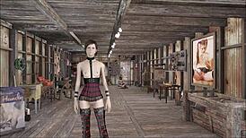 fallout 4 fashion unfolds as cute brunette slut gives animated footjob in hentai game