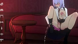 some fun with a cute doll on sofa and toilet room