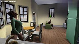 Gorgeous teen caught bbc roommate naked, got horny, fucked him in kitchen