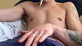Smoking and stroking homemade masturbation fun