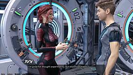 Uzayda mahsur Asyalı bilim adamı milf ile el ele tutuşma