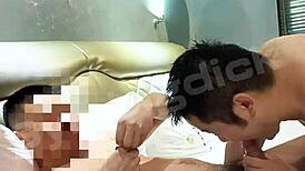 Handsome Asian gay couple goes at it bareback with intense amateur action