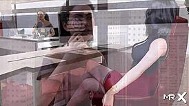 Hey, wanna see me groping boobs at work in FashionBusiness E2 64?