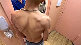 The building technician masturbates with big cock